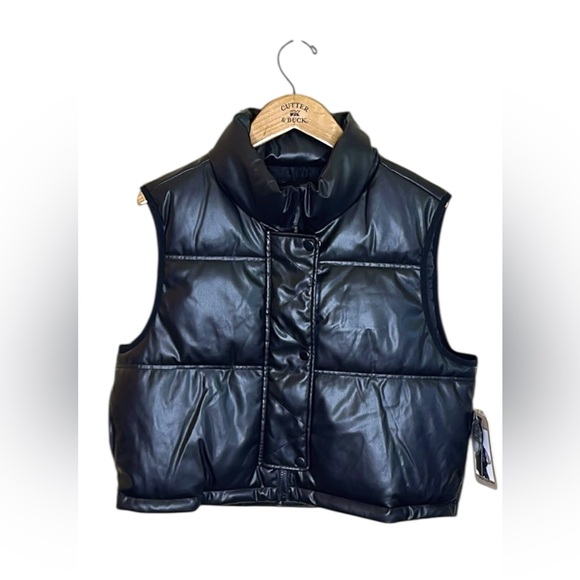 Ci Sono Jackets & Blazers - Ci Sono By Cavalini Vegan Leather Crop Vest Black Womens Size XL Pockets